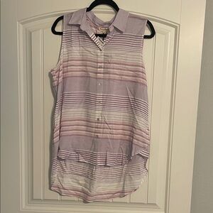 Jane and Delancey Purple and Pink Striped Sleeveless Shirt